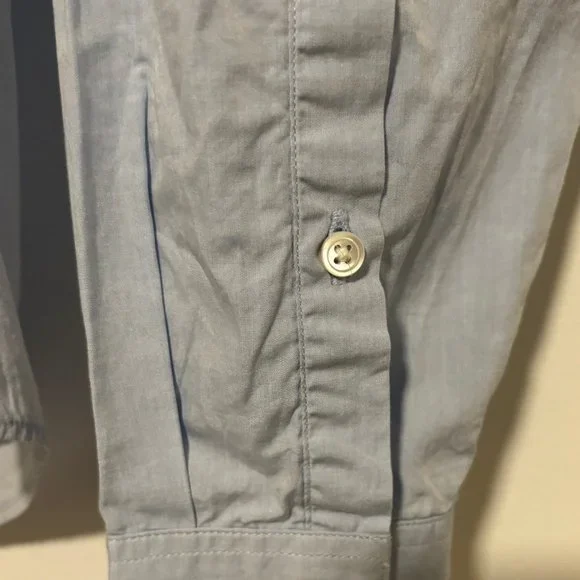 Sandro Paris Blue Contrast Collar Button Up Shirt Size Medium - Picture 11 of 11